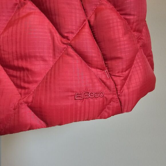 Eddie Bauer EB650 Goose Down Fill Puffer Vest Womens L Red Quilted Sherpa Collar - Picture 9 of 9